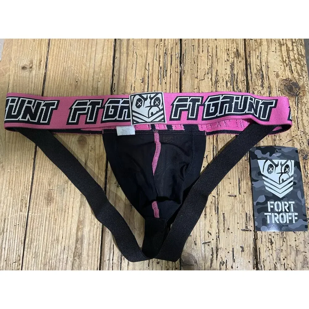FORT TROFF Men Size XL Grunt Gear Mesh Athletic Supporter- Black/Pink- NEW